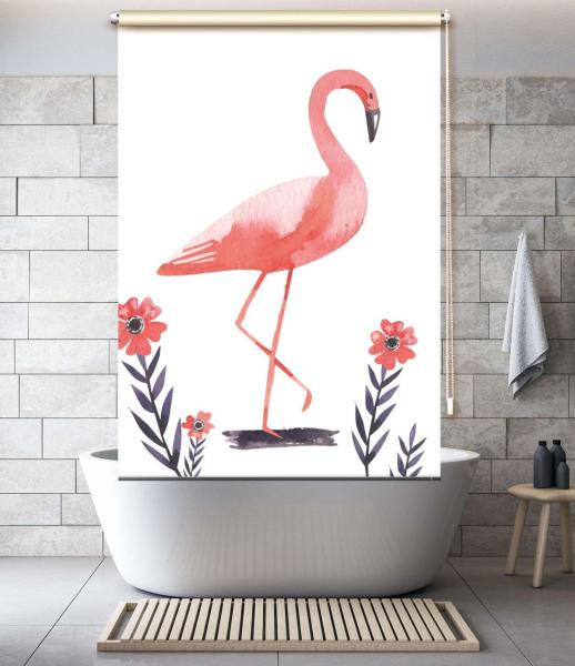 Extartiqe Duschrollo Flamingo moderner Rollo Duschvorhang